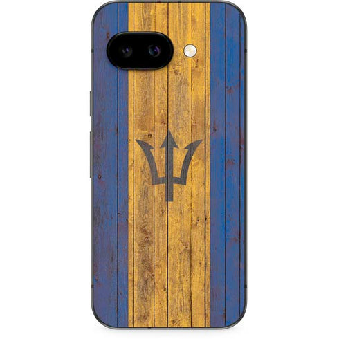Barbados Flag Dark Wood Google Pixel 9a Skin